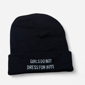 Black Beanie with Embroidered Text